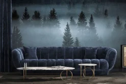Fototapeta: Mglisty krajobraz las iglasty