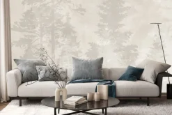 Fototapeta: Mglisty las iglasty w beżach minimalistyczny wzór