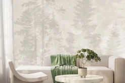 Fototapeta: Mglisty las iglasty w beżach minimalistyczny wzór