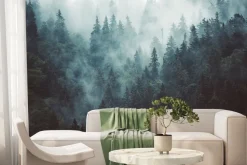 Fototapeta: Mglisty las jodłowy w klimacie retro vintage