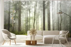 Fototapeta: Mglisty las w deszczowym krajobrazie