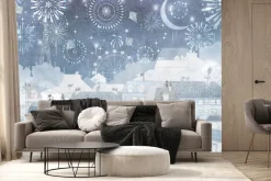 Fototapeta: Miasteczko z wieżą eiffla i fajerwerkami