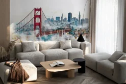 Fototapeta: Miasto malowane z wysokimi budynkami