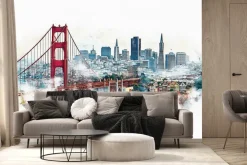 Fototapeta: Miasto malowane z wysokimi budynkami