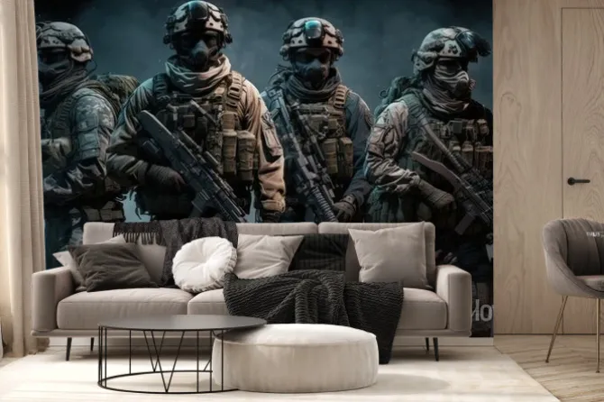 Fototapeta: Military soldiers are together. realism style detailed picture