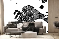 Fototapeta: Minimalistyczna wektorowa mapa wenecji w czerni i bieli