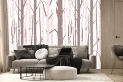 Fototapeta: Minimalistyczny las brzozowy w bajkowym stylu