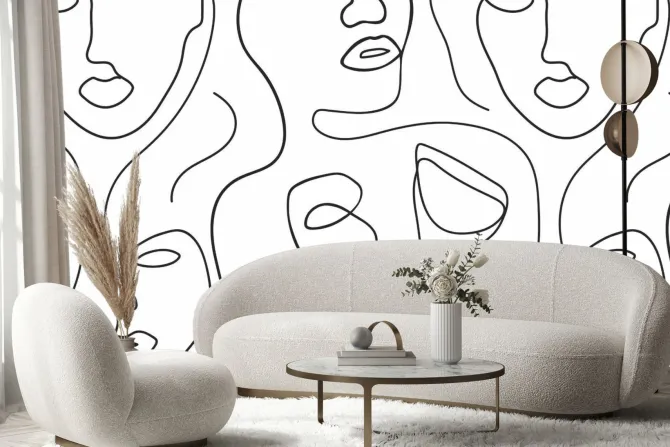 Fototapeta: Minimalistyczne kobiece portrety w czarno białej abstrakcji