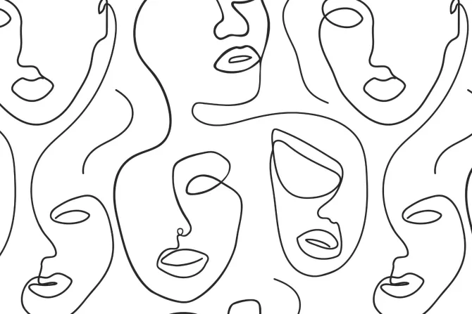 Fototapeta: Minimalistyczne kobiece portrety w czarno białej abstrakcji