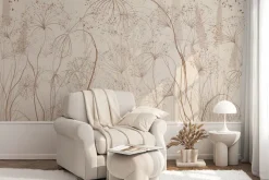 Fototapeta: Minimalistyczny wzór roślinny w beżach z delikatną teksturą