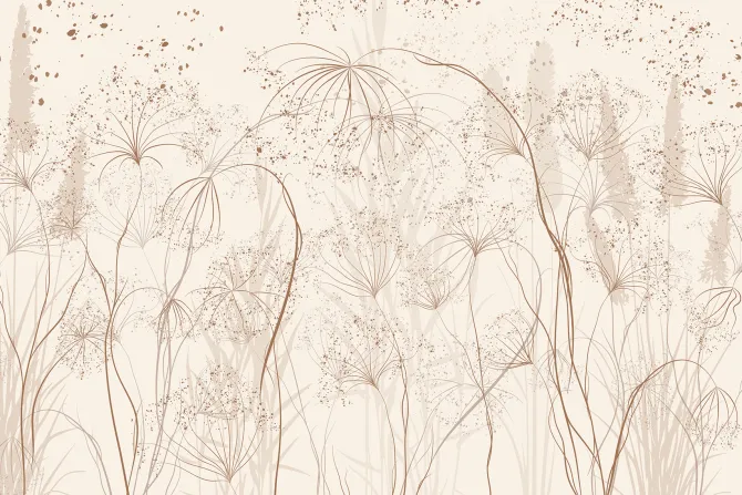 Fototapeta: Minimalistyczny wzór roślinny w beżach z delikatną teksturą