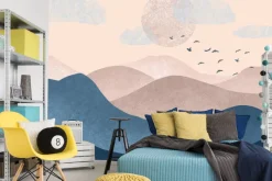 Fototapeta: Minimalistyczny krajobraz z górami