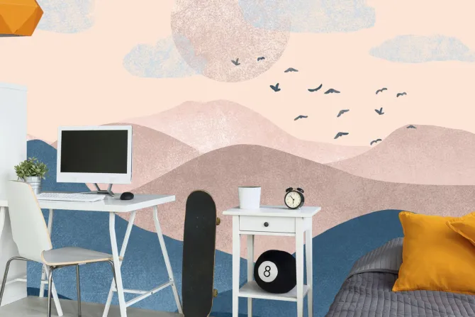 Fototapeta: Minimalistyczny krajobraz z górami