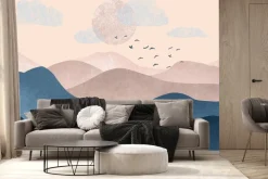 Fototapeta: Minimalistyczny krajobraz z górami