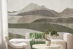 Fototapeta: Minimalistyczny krajobraz górski abstrakcyjny wzór w zielono