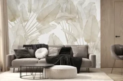Fototapeta: Minimalistyczne liście palmy w kolorze beżowym