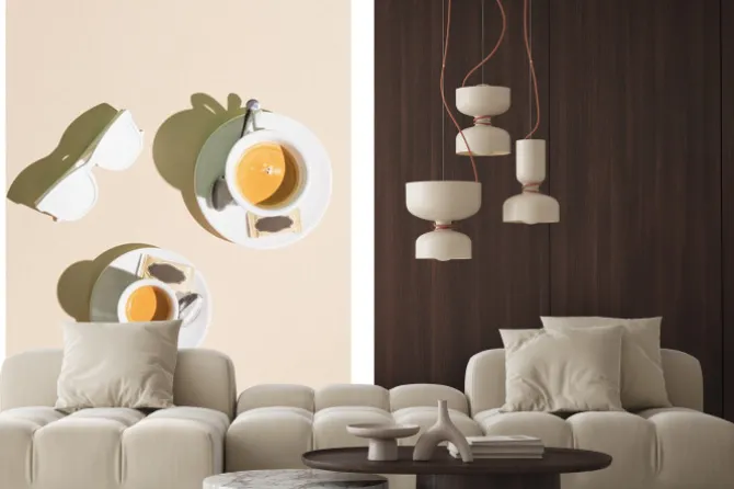 Fototapeta: Minimalistyczna kompozycja kawowa na świetlistym tle