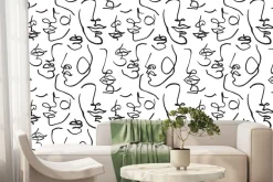 Fototapeta: Minimalistyczne twarze line art nowoczesna abstrakcja