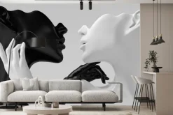 Fototapeta: Miłość dwóch postaci w czerni i bieli abstrakcyjny kontrast