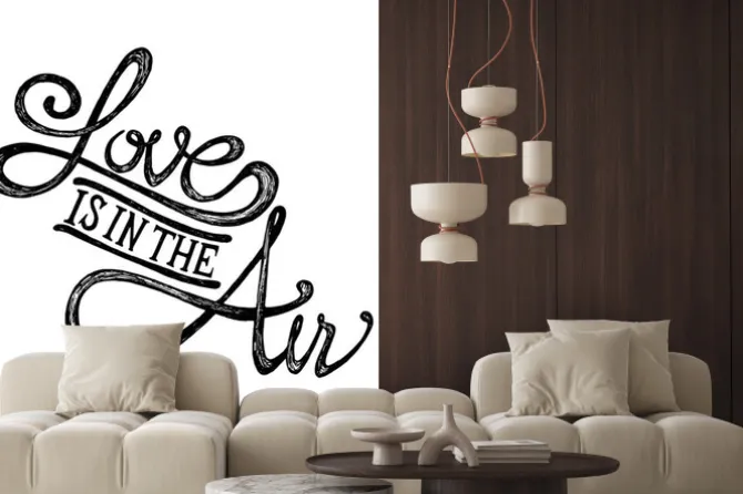Fototapeta: Miłość jest w powietrzu - ręczne cytaty, czarny na białym