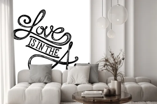 Fototapeta: Miłość jest w powietrzu - ręczne cytaty, czarny na białym