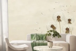 Fototapeta: Mniszki lekarskie z nasionami powiewającymi na wietrze