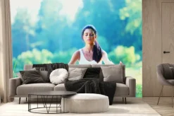 Fototapeta: Młoda kobieta ćwiczenia jogi w parku