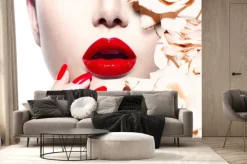 Fototapeta: Moda sexy kobieta z kwiatami. vogue styl modelu