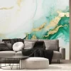 Fototapeta: Modern green marble with gold texture, watercolor abstract background,