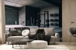 Fototapeta: Modern gym interior with sport and fitness equipment, fitness