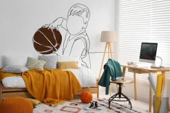 Fototapeta: Młody chłopak trenujący koszykówkę