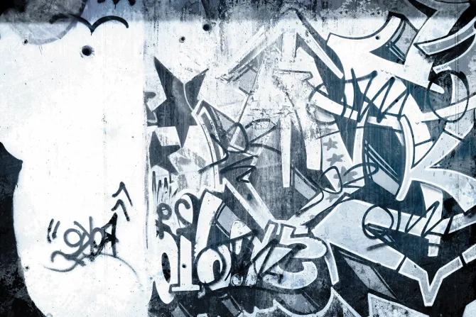 Fototapeta: Monochromatyczne graffiti na betonie