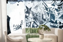 Fototapeta: Monochromatyczne graffiti na betonie