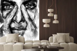 Fototapeta: Monochromatyczny portret kobiety w stylu akwareli