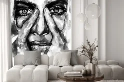 Fototapeta: Monochromatyczny portret kobiety w stylu akwareli