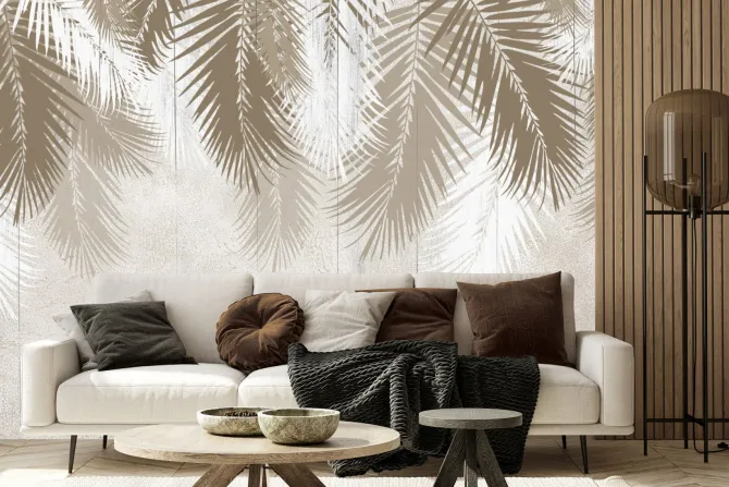Fototapeta: Monochromatyczne liście palmowe