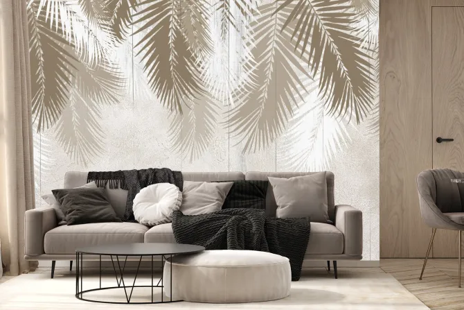 Fototapeta: Monochromatyczne liście palmowe