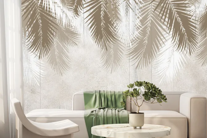 Fototapeta: Monochromatyczne liście palmowe