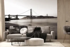 Fototapeta: Monochromatyczny krajobraz z mostem golden gate