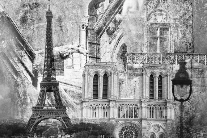 Fototapeta: Monochromatyczne przedstawienie paryża