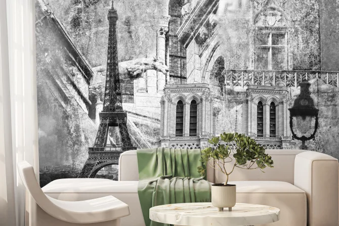 Fototapeta: Monochromatyczne przedstawienie paryża