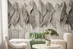 Fototapeta: Monochromatyczne liście 3d na betonie