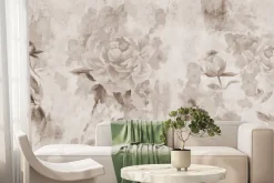 Fototapeta: Monochromatyczne kwiaty na betonie w stylu grunge