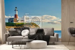 Fototapeta: Montauk lighthouse and beach, long island, new york, usa.