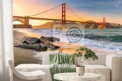 Fototapeta: Most w san francisco podczas zachodu słońca