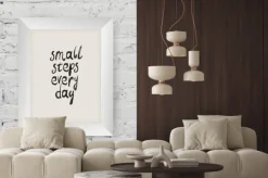 Fototapeta: Motivational poster "small steps every day" in the art wooden