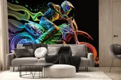 Fototapeta: Motocykl motocross z neonowym podświetleniem