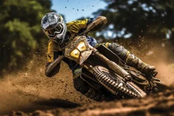 Fototapeta: Motocyklista jadący po piachu