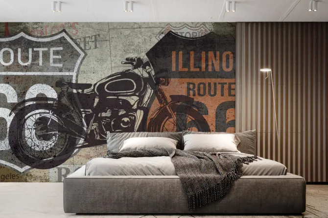 Fototapeta: Motor na ścianie z znakami kalifornii