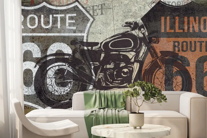 Fototapeta: Motor na ścianie z znakami kalifornii